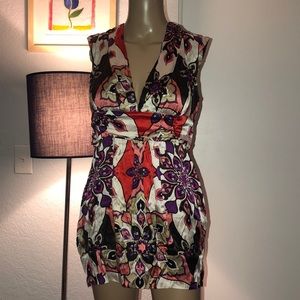 BEBE satin mini sleeveless dress/blouse, Medium